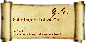 Gehringer István névjegykártya